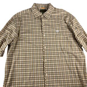 Timberland Shirt Mens XXL Tall Plaid Button Up Brown 2005 Y2K Cotton Casual